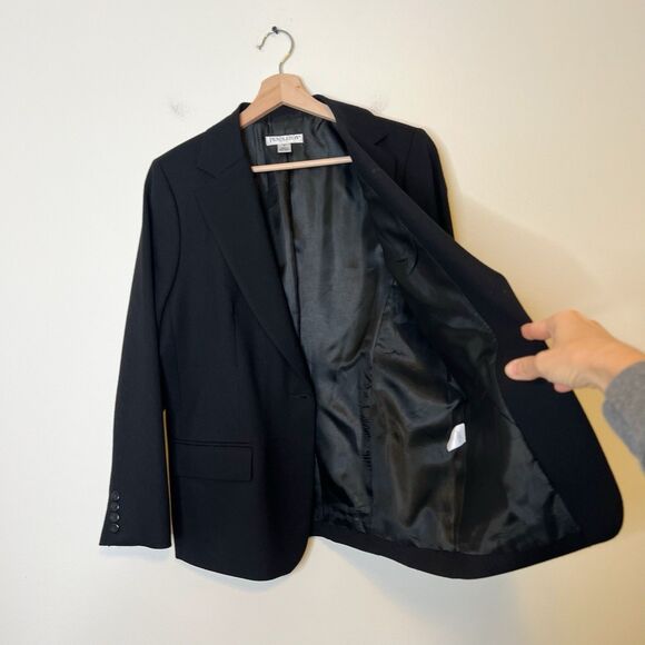 Pendleton Womens 12P Black Virgin Wool Lined Blazer Preppy Academia Career - Picture 4 of 9